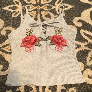 Grey Shein Tank Top with Roses